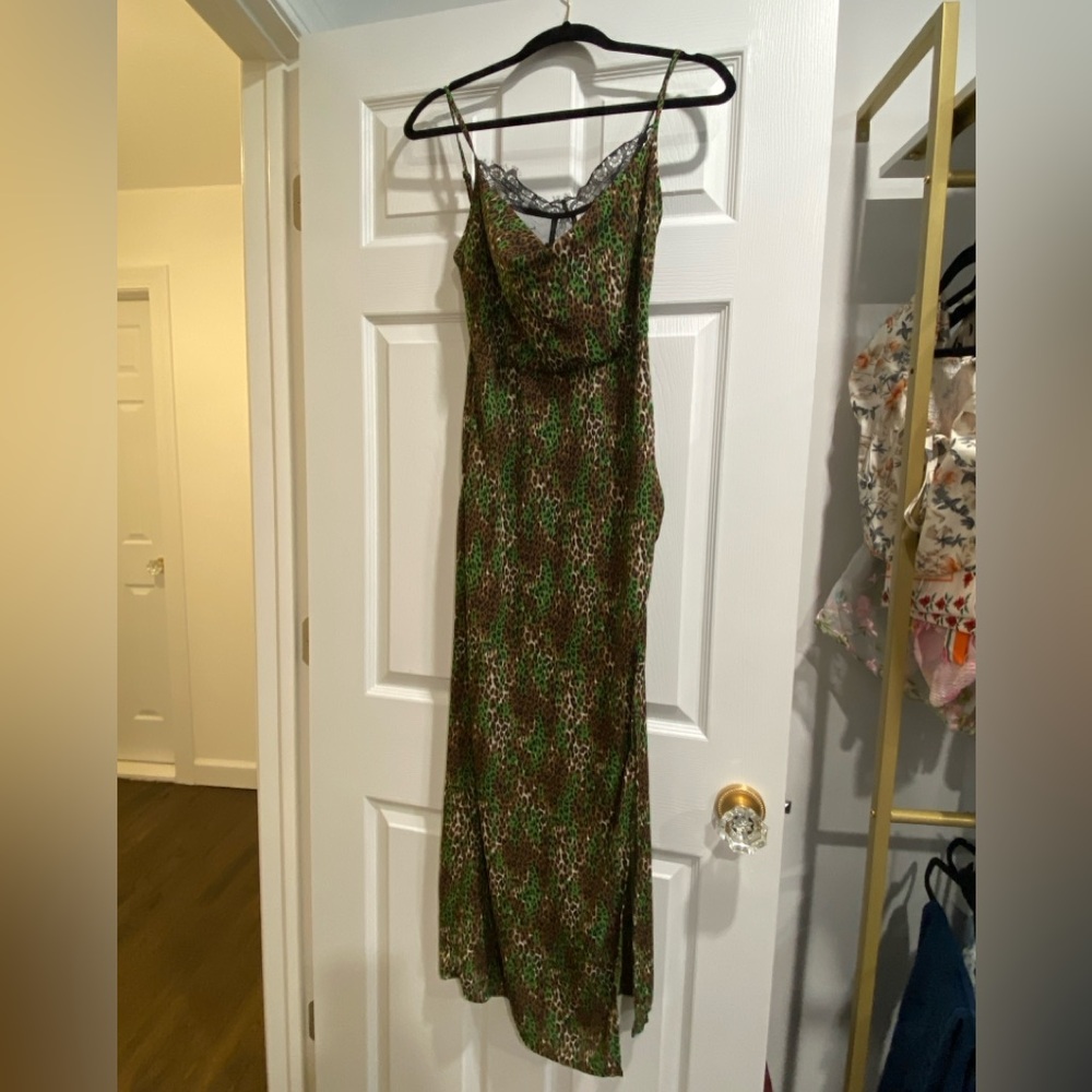 Leopard Print Green and Brown Dress